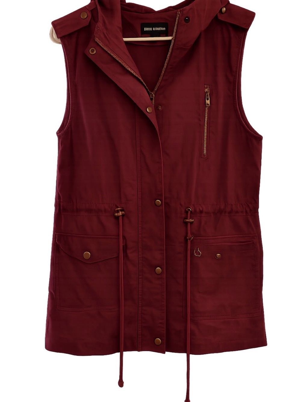 Zenana Outfitters Women's Sleeveless Hooded Vest Jacket - Burgundy